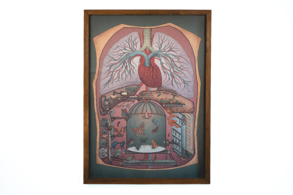 Butterflies in the Stomach Machine print 84x60cm inkl. wooden frame